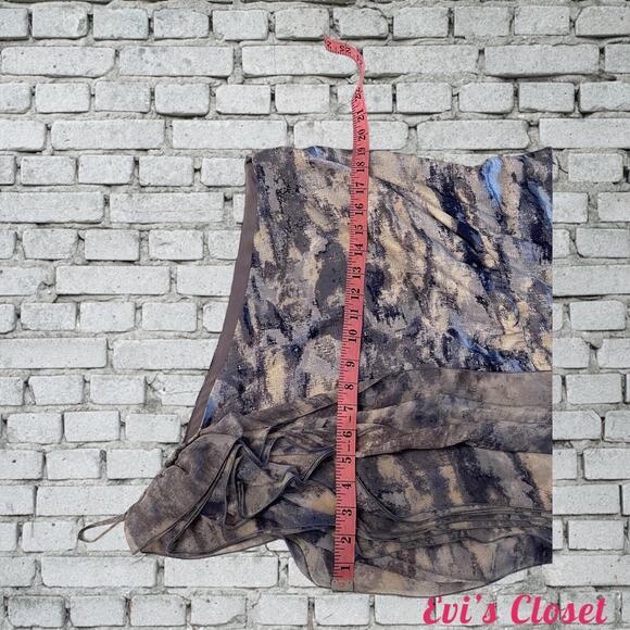 NWT Max Azria Women's One Strap Ruffled Mini Dress Grey/Blue. 100% Silk. Size  L - Picture 7 of 9